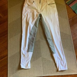 Romph Isabella White Dressage Breeches  High Rise 30L Deerskin Full Seat